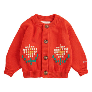 Bobo Choses - Organic Cotton Marguerites Baby Cardigan | Red