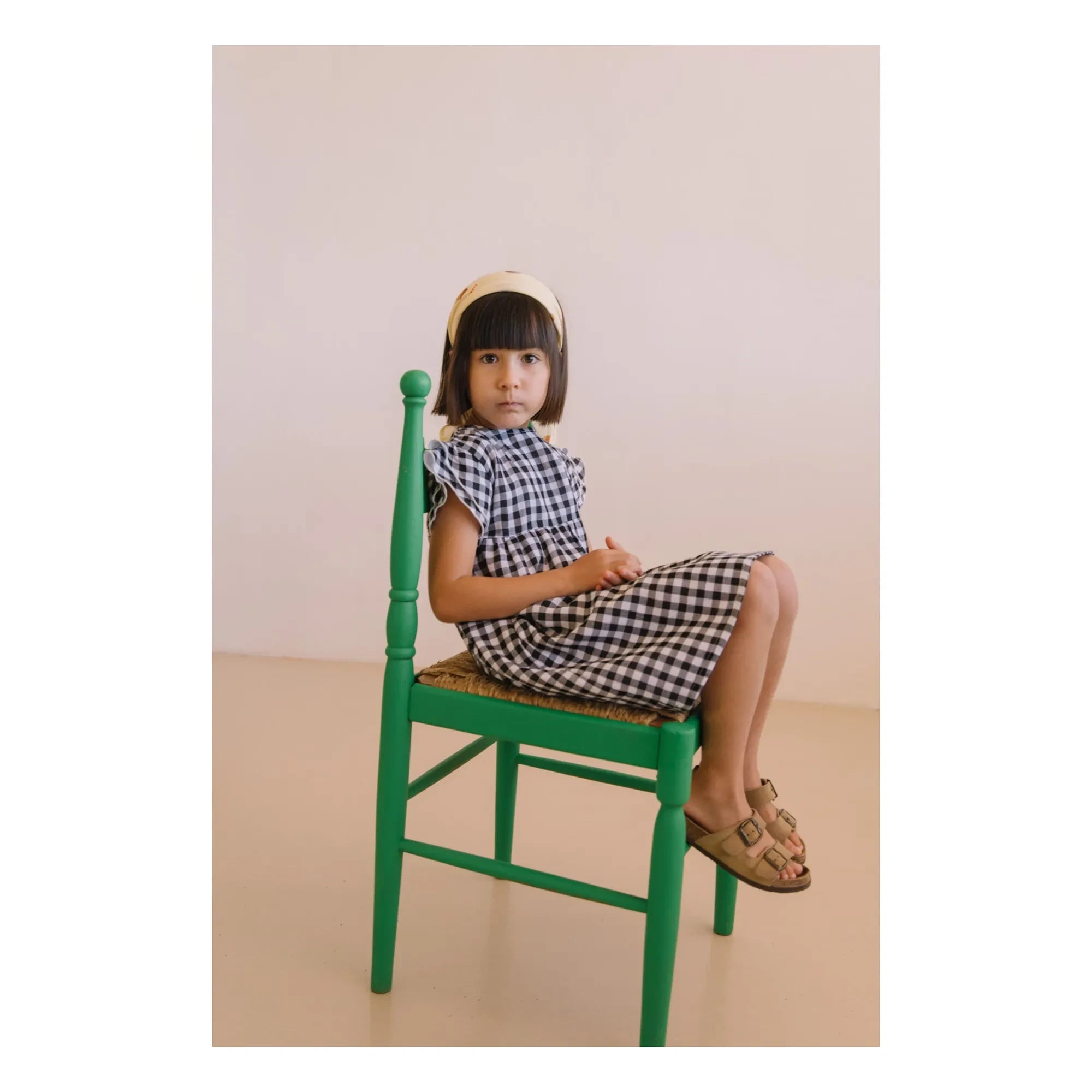 Studio Bohème - Cousine Vichy Organic Cotton Gauze Dress | Black