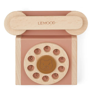 Liewood - Selma Klasik Ahşap Telefon | Toz Pembe