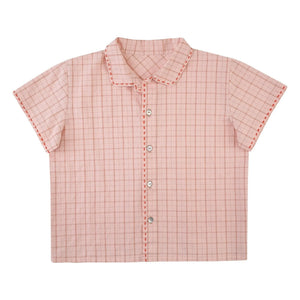THE LiTTLE POETS - Alvaro Embroidered Shirt Organic Cotton Checkered | Light Pink