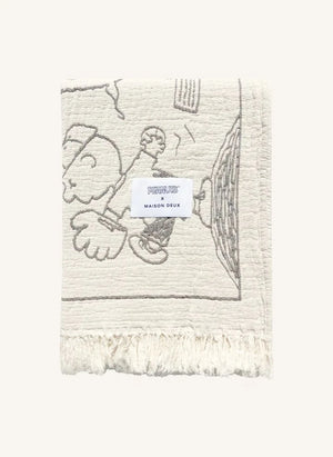 Maison Deux - Maison Deux x Peanuts | White Baseball Printed Cotton Throw
