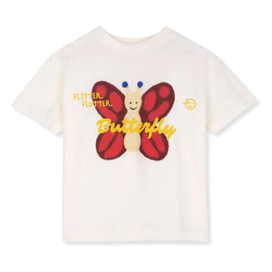 Wynken - Butterfly Organic Cotton T-shirt | Ecru