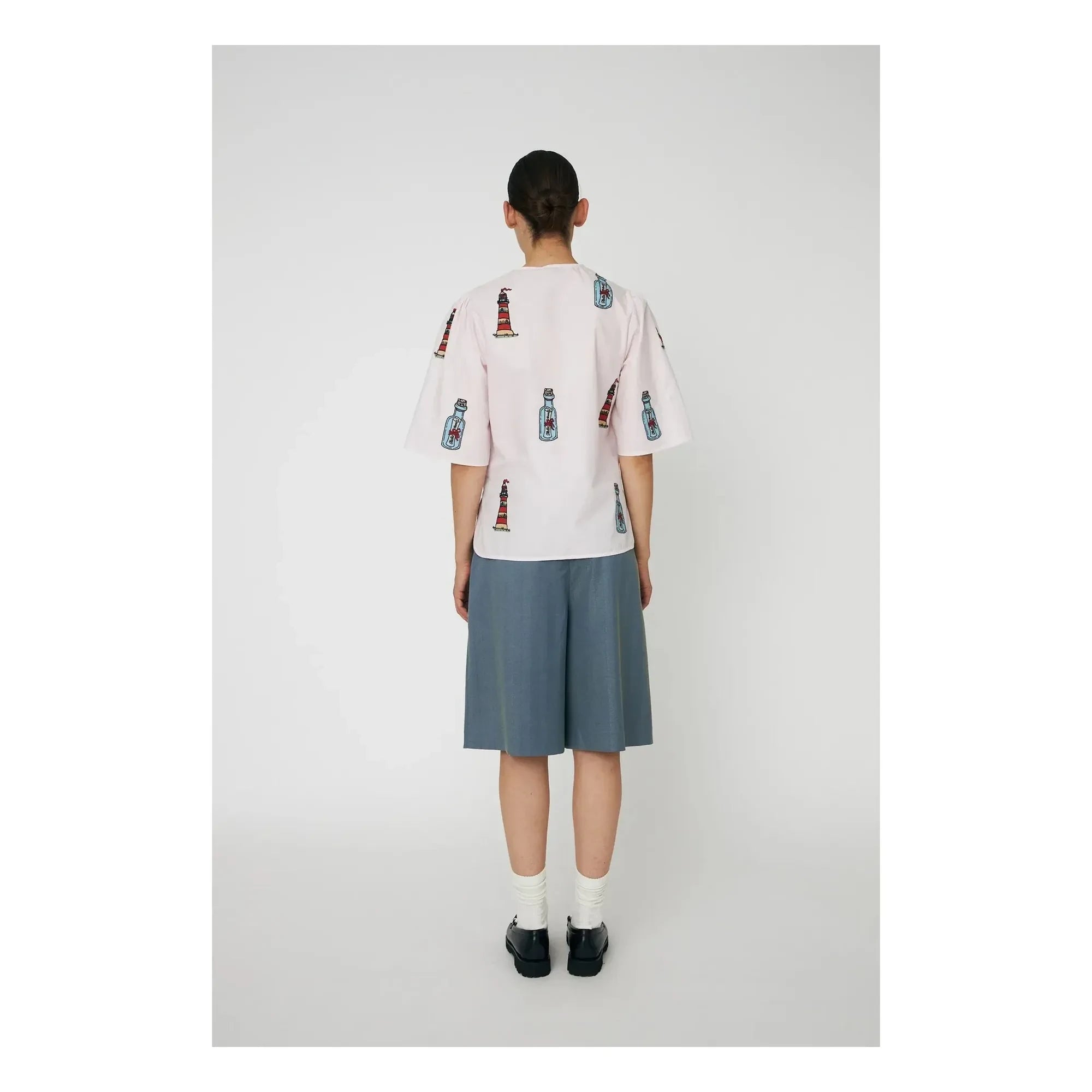 Stella Nova - Bow embroidered blouse Organic cotton | Light Pink