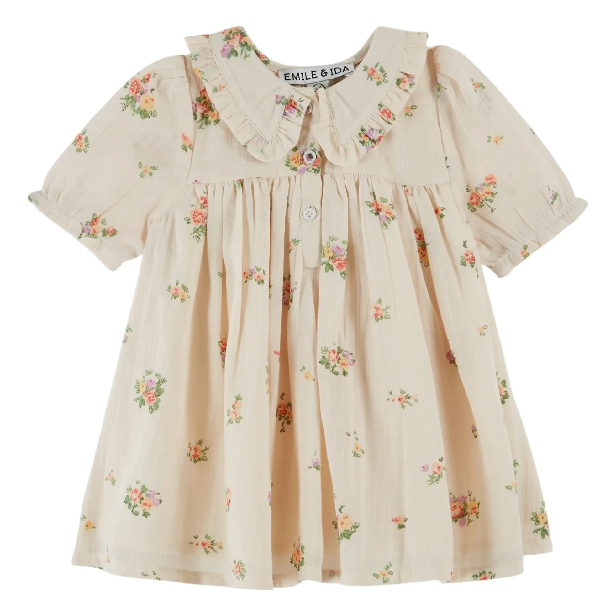 Emile et Ida - Organic Cotton Floral Pattern Maxi Dress | Cream