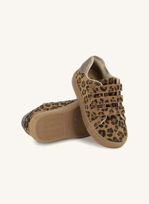Bonton - Basil Leopar Desenli Kadife Sneakerlar | Kahverengi