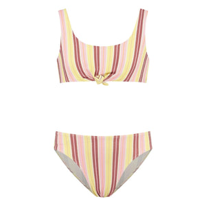 Beachlife - 2-Piece Ruffled Striped Swimsuit | Light Yellow
