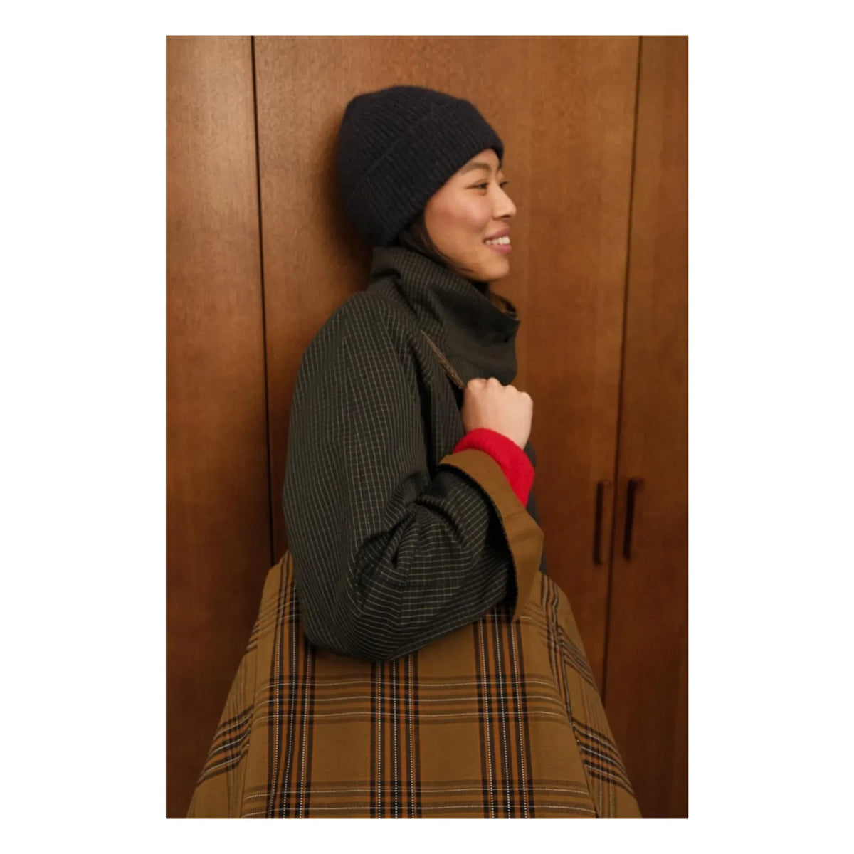Rose in April - Elisa Tartan tote bag | Brown