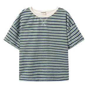 Cozmo - Enea Striped Towel T-Shirt | Navy Blue