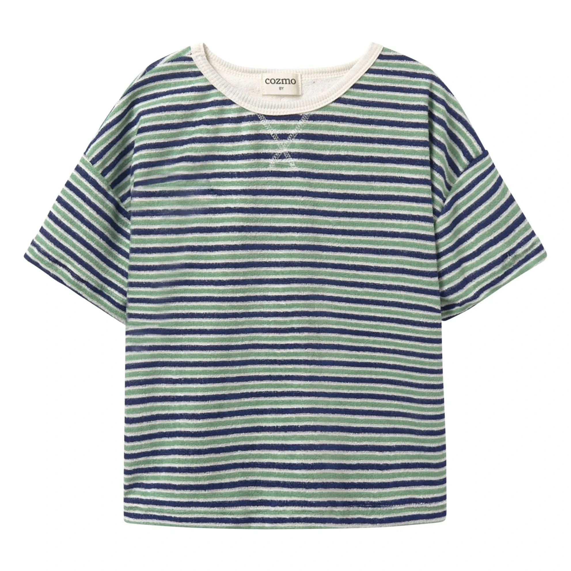 Cozmo - Enea Striped Towel T-Shirt | Navy Blue