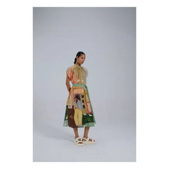CORD - Cotton Silk Cape Dress | Green