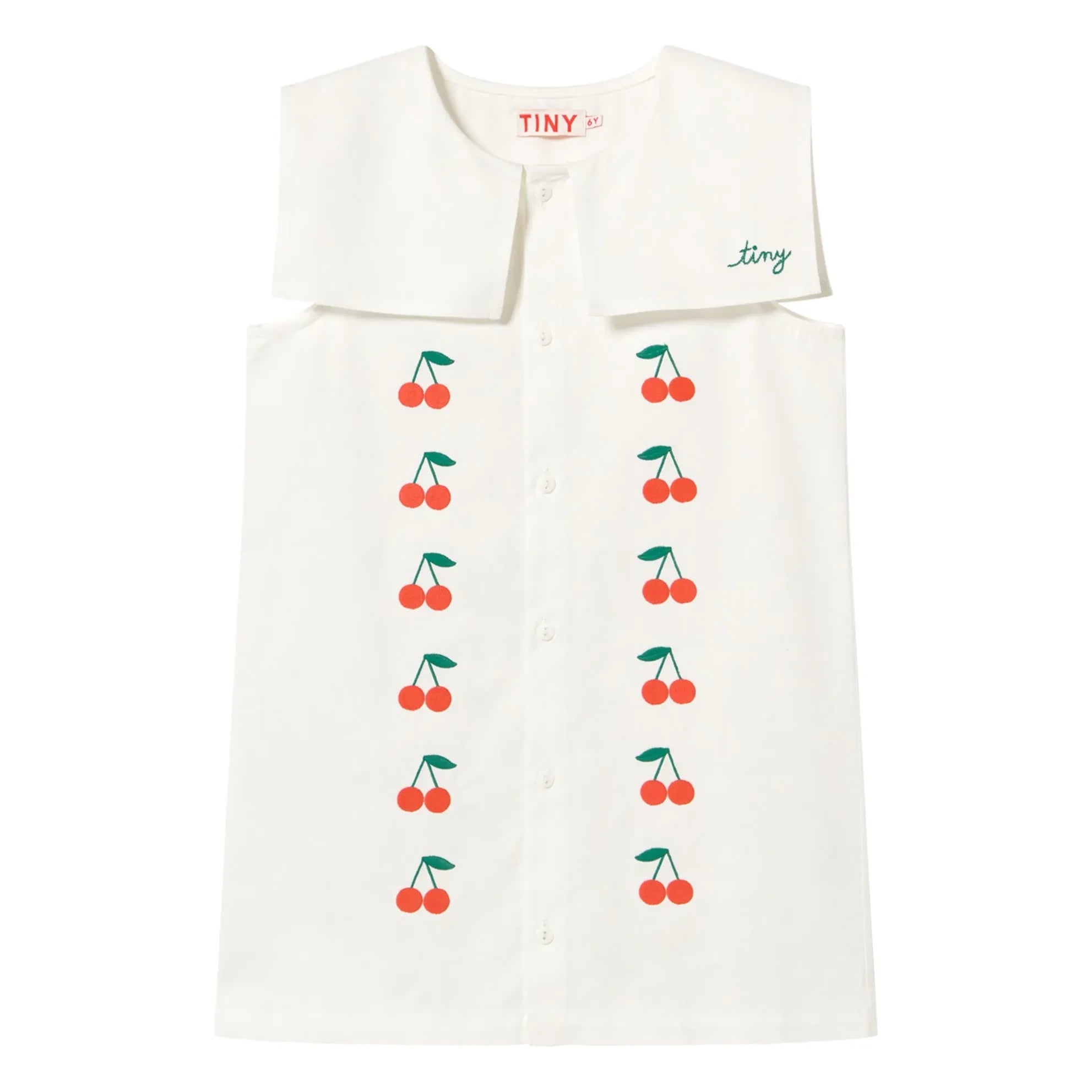 Tinycottons - Cherry Collar Dress | White