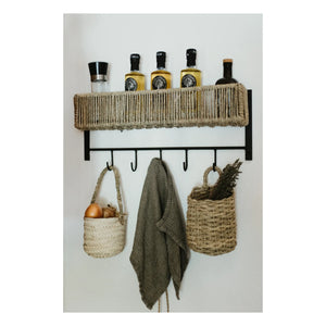 Cosydar - Metal and Palm Leaf Shelf | Black