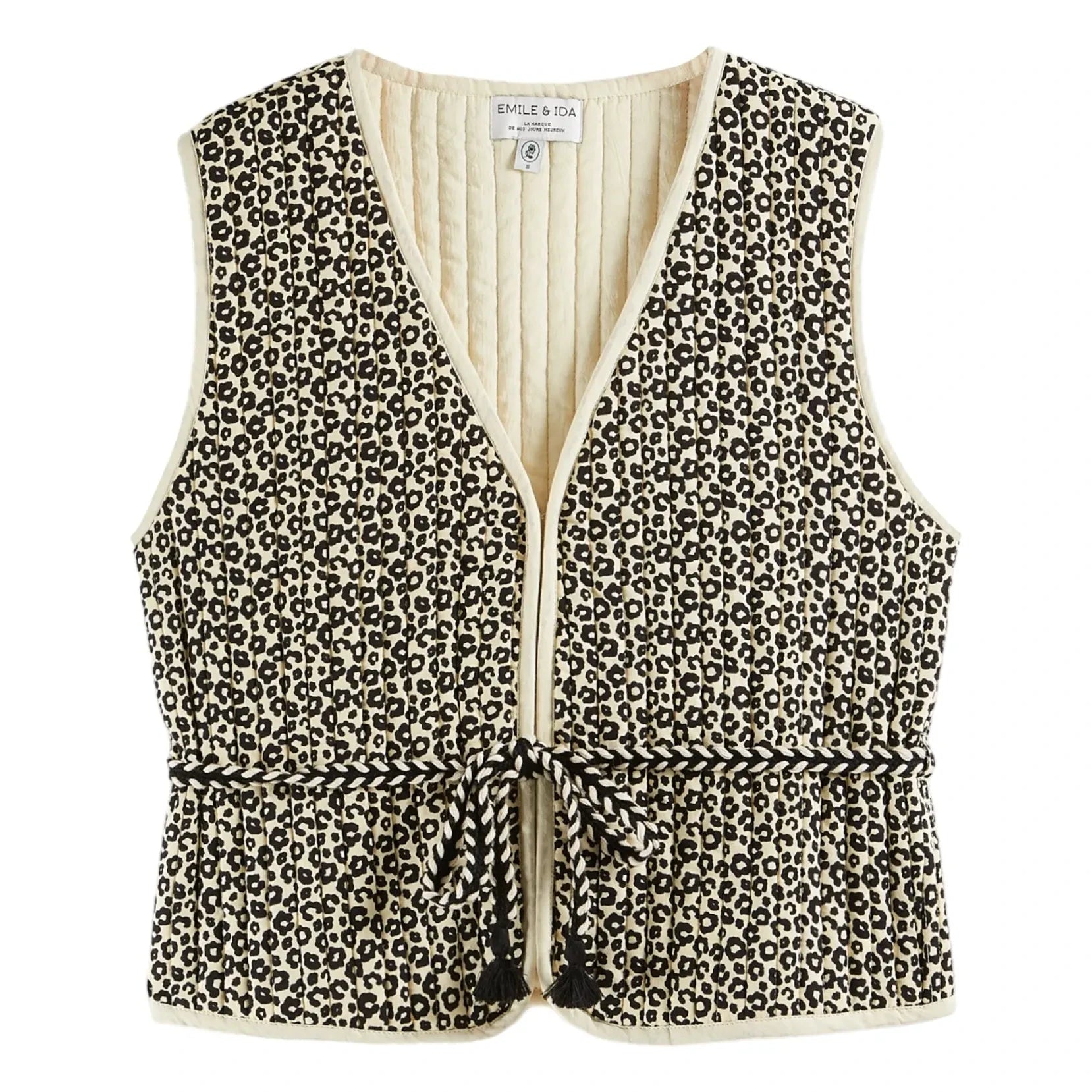 Emile et Ida - Bennet Leopard Sleeveless Vest | Black