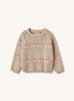 Wheat - Alberte Jacquard Organic Cotton Sweater | Beige