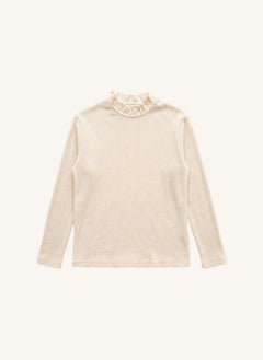 Studio Bohème - Ruffled Collar Mara Organic Cotton T-Shirt | Vanilla