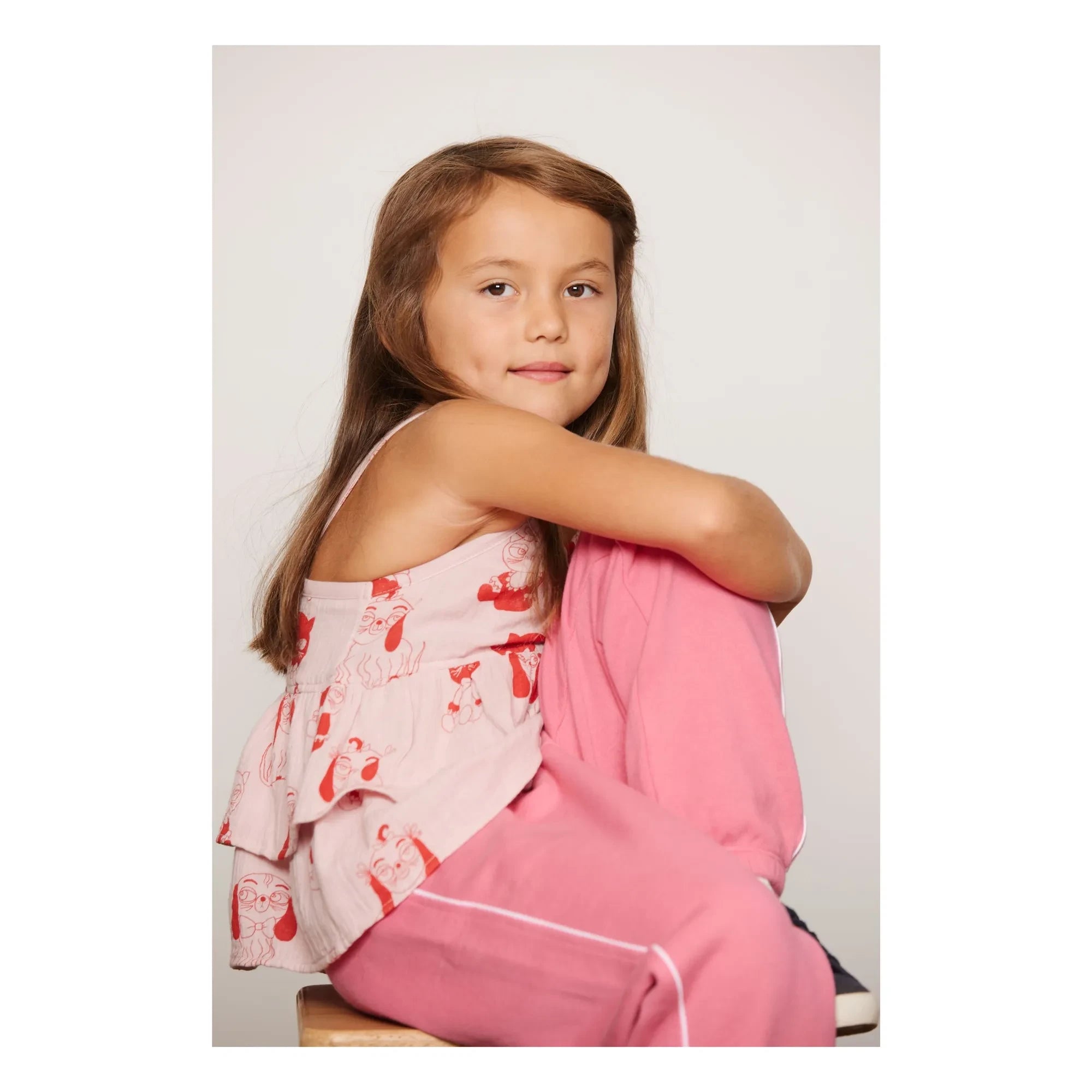 Mini Rodini - Organic Cotton Animal Print Ruffled Top | Pink