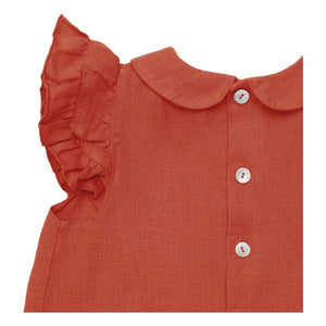 Donsje - Mimi Linen Blouse, Claudine Collar | Light Red