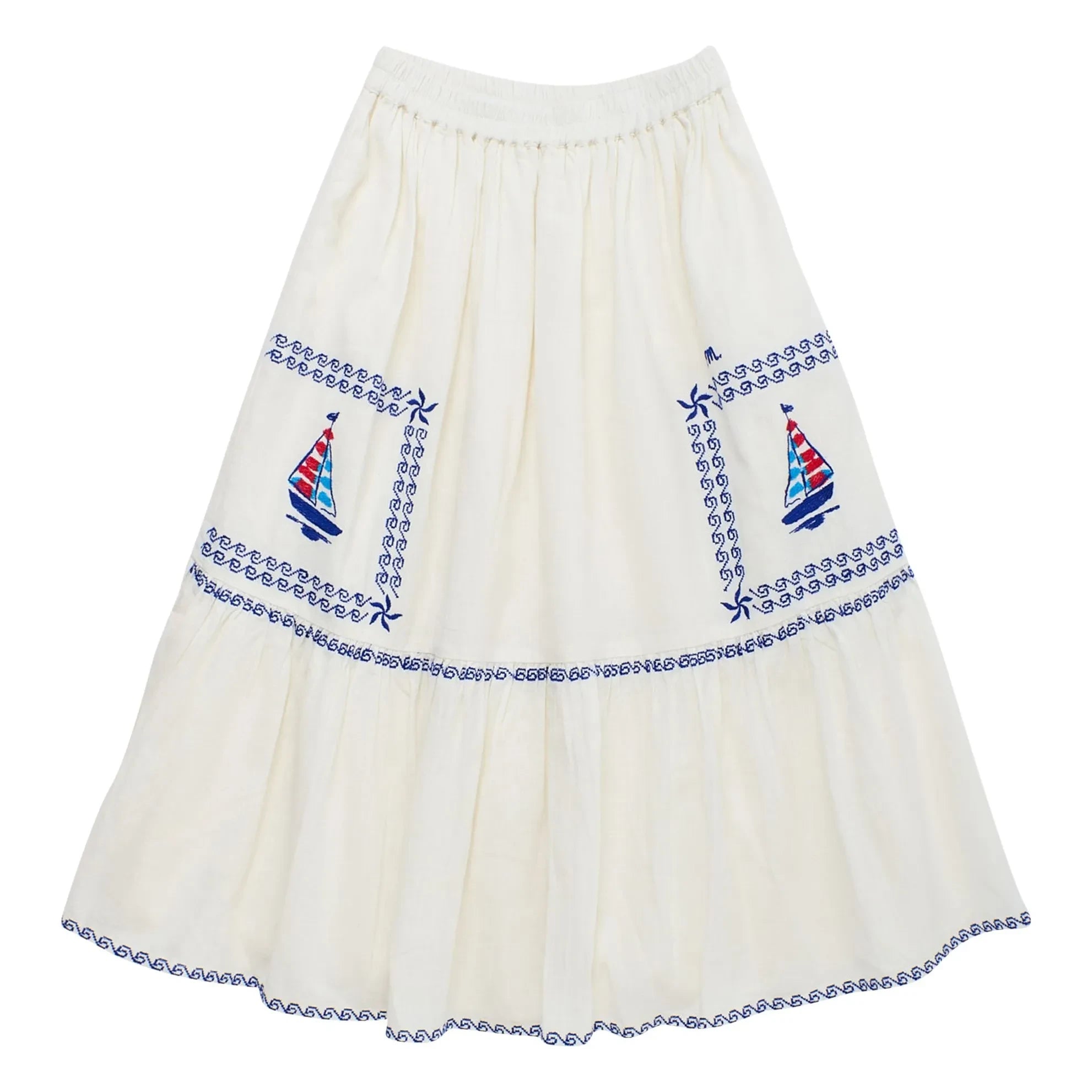 Maison Mangostan - Voiles Embroidered Skirt | White