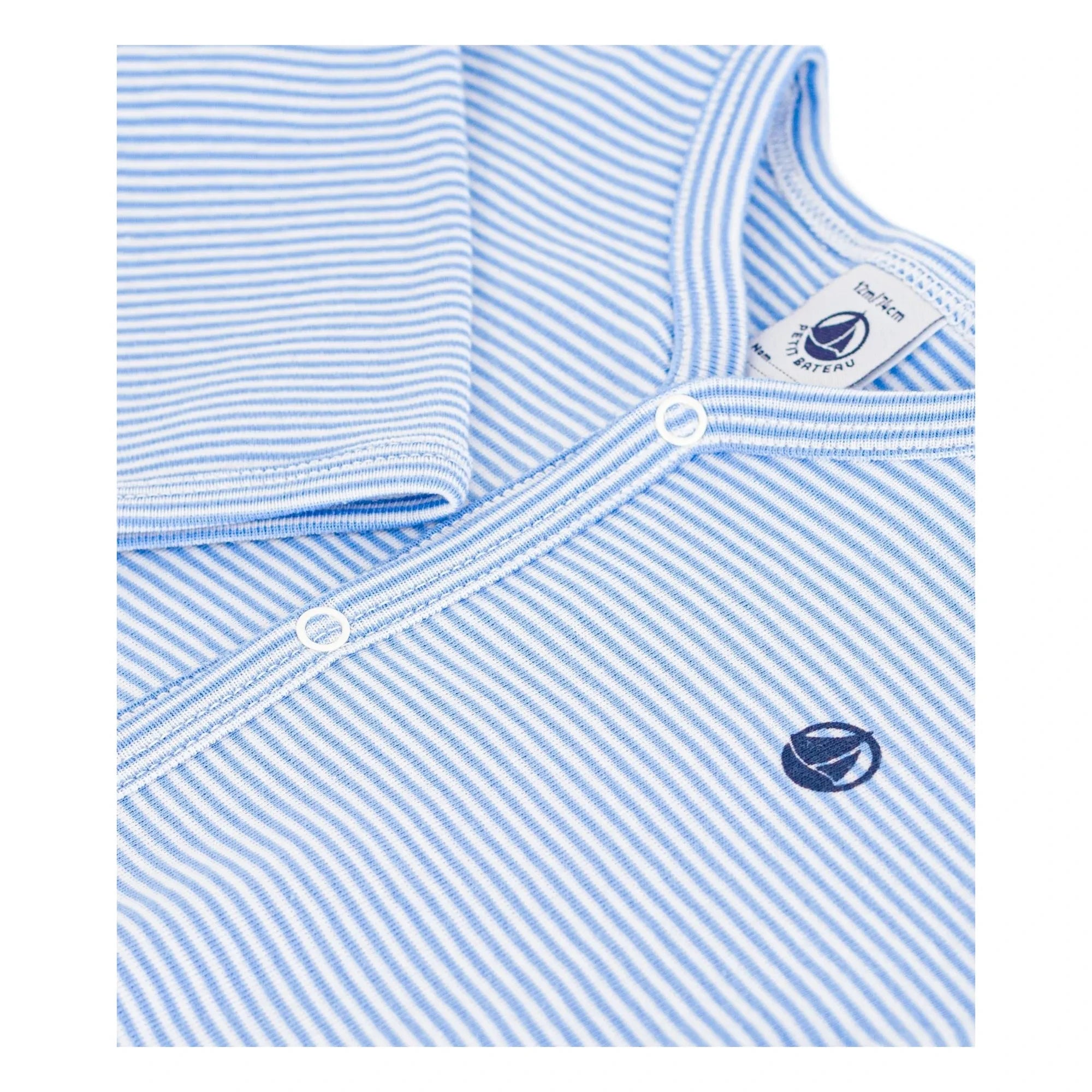 Petit Bateau - Organik Pamuklu Çizgili Pijama | Mavi