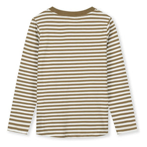 Gray Label - Striped Organic Cotton T-Shirt | Dark Khaki Brown