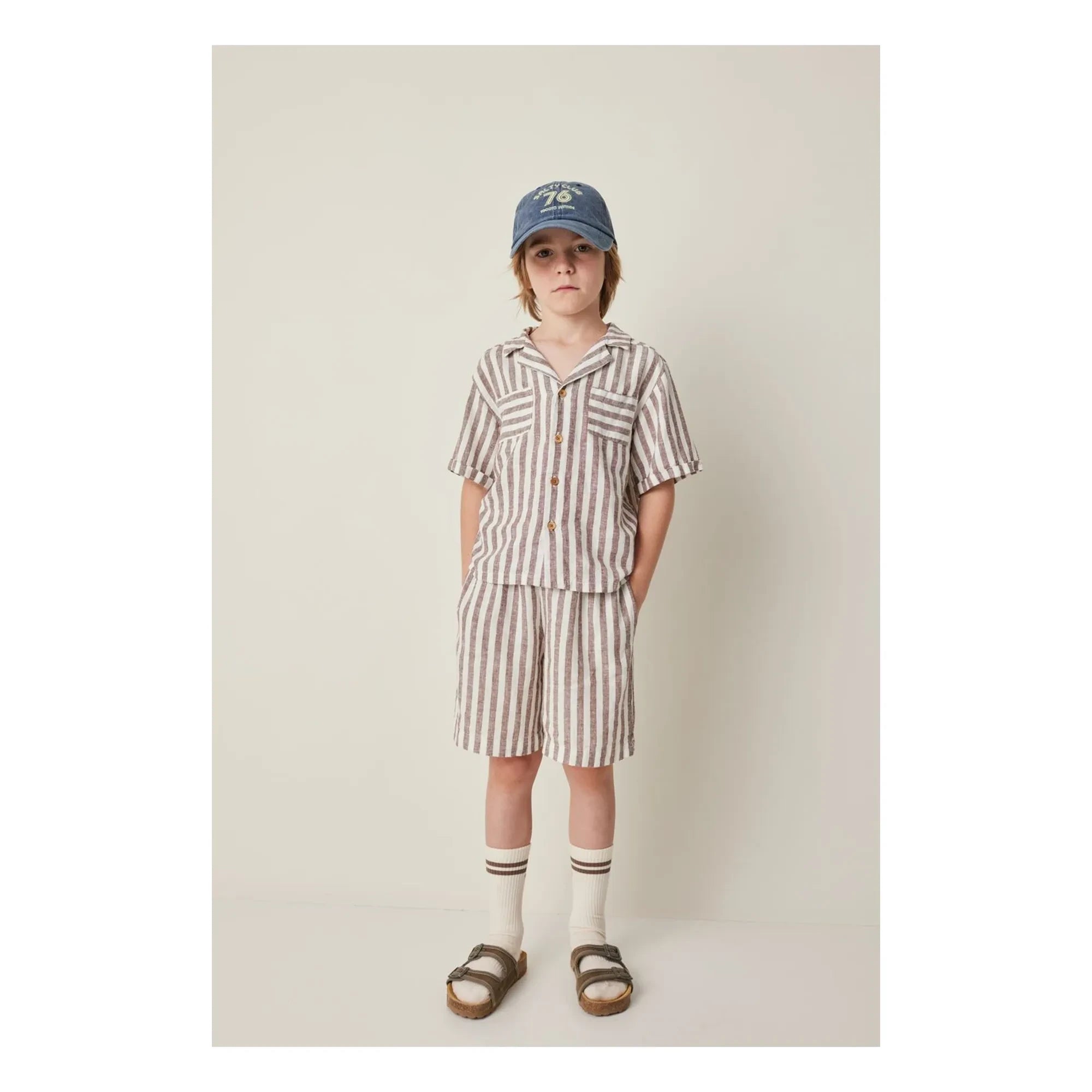 Tocoto Vintage - Linen Striped Shirt | Brown