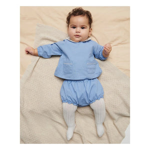 Copenhagen Colors - Pocketed Organic Cotton Blouse and Romper Set | Light Blue
