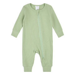 Petit Lem - Organic cotton and Modal ribbed footless pajamas | Green