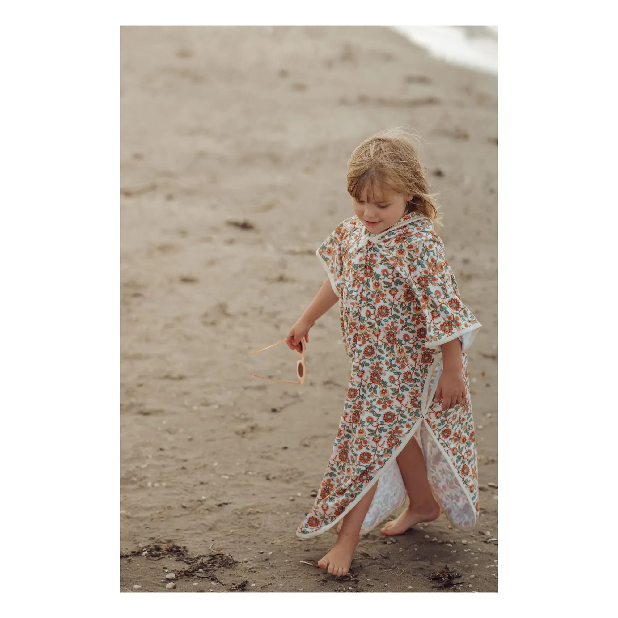 Grech & Co - Organic Cotton Floral Pattern Bathrobe for Kids | Ecru