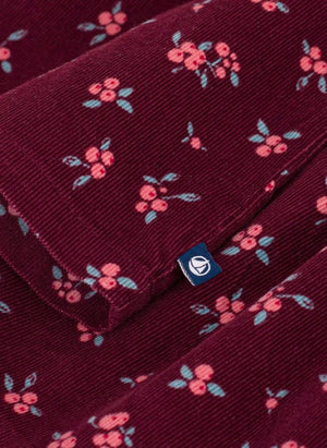 Petit Bateau - Ruffled Floral Velvet Organic Cotton Blouse | Bordeaux