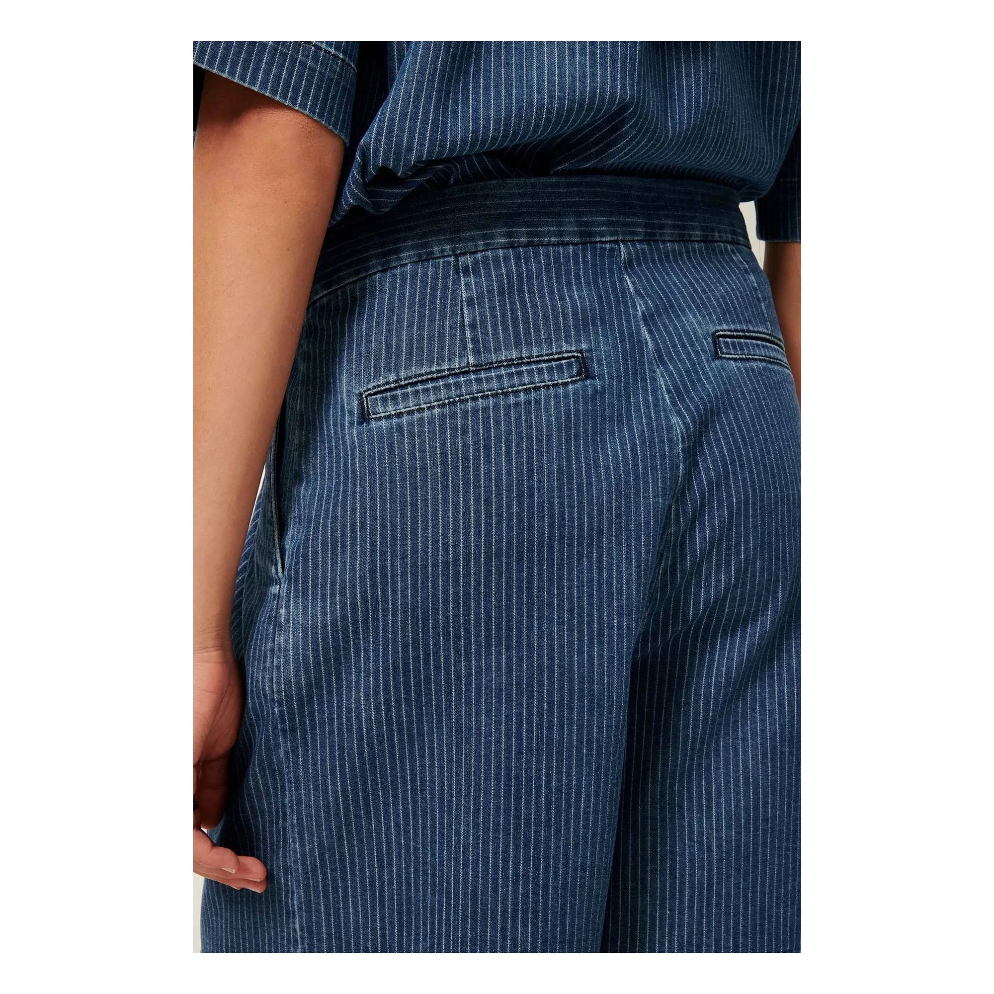 Sessùn - Santa Port Cotton Striped Shorts | Navy Blue