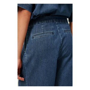 Sessùn - Santa Port Cotton Striped Shorts | Navy Blue