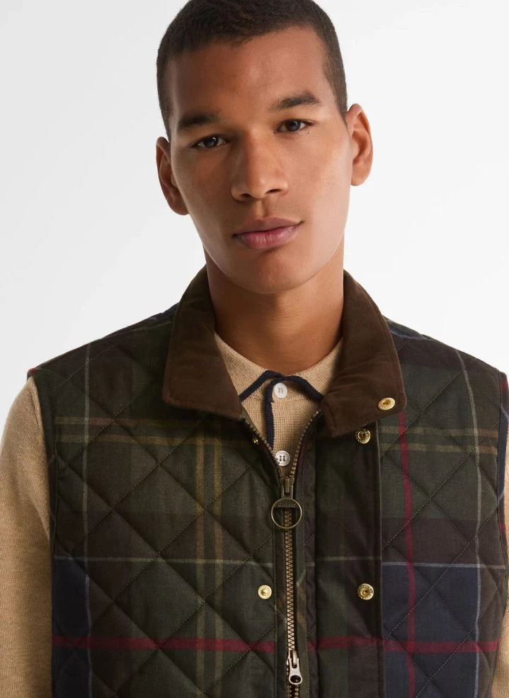 Barbour - Lowerdale Tartan Kapitone Yelek | Koyu yeşil