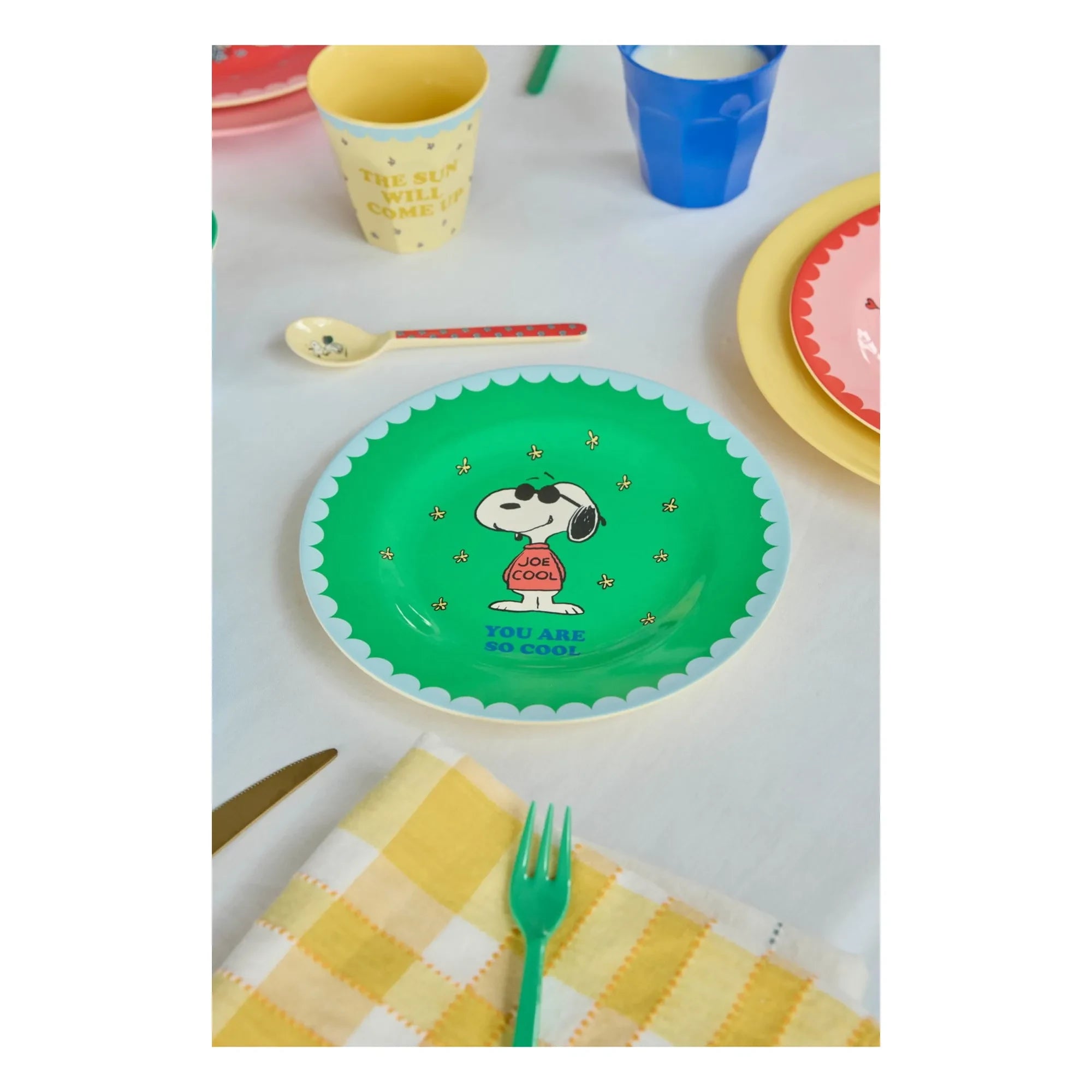 Rice - You Are So Cool Melamine Plate - Rice x Snoopy | Green