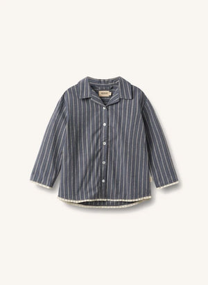 Wheat - Striped organic cotton pajamas | Grey Blue