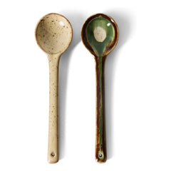 HKliving - Hills Ceramic Cutlery Set - 2-piece | Beige
