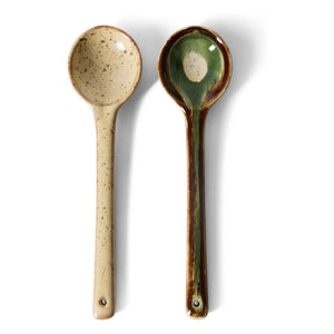 HKliving - Hills Ceramic Cutlery Set - 2-piece | Beige