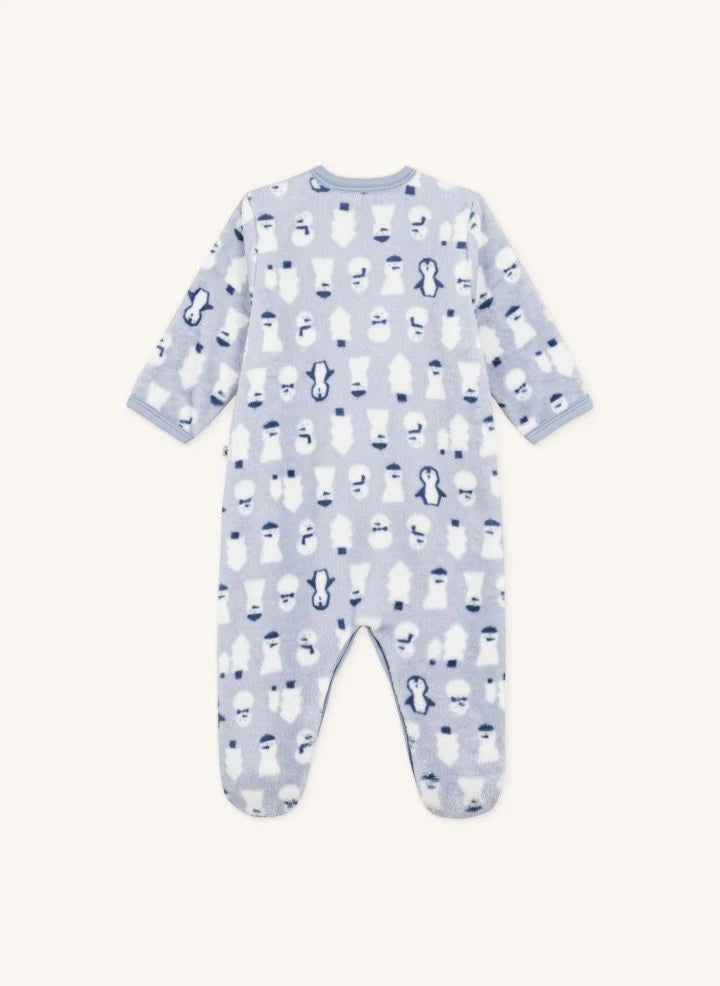 Petit Bateau - Polar Kardan Adamlar Tulum Pijama | Gri Mavi