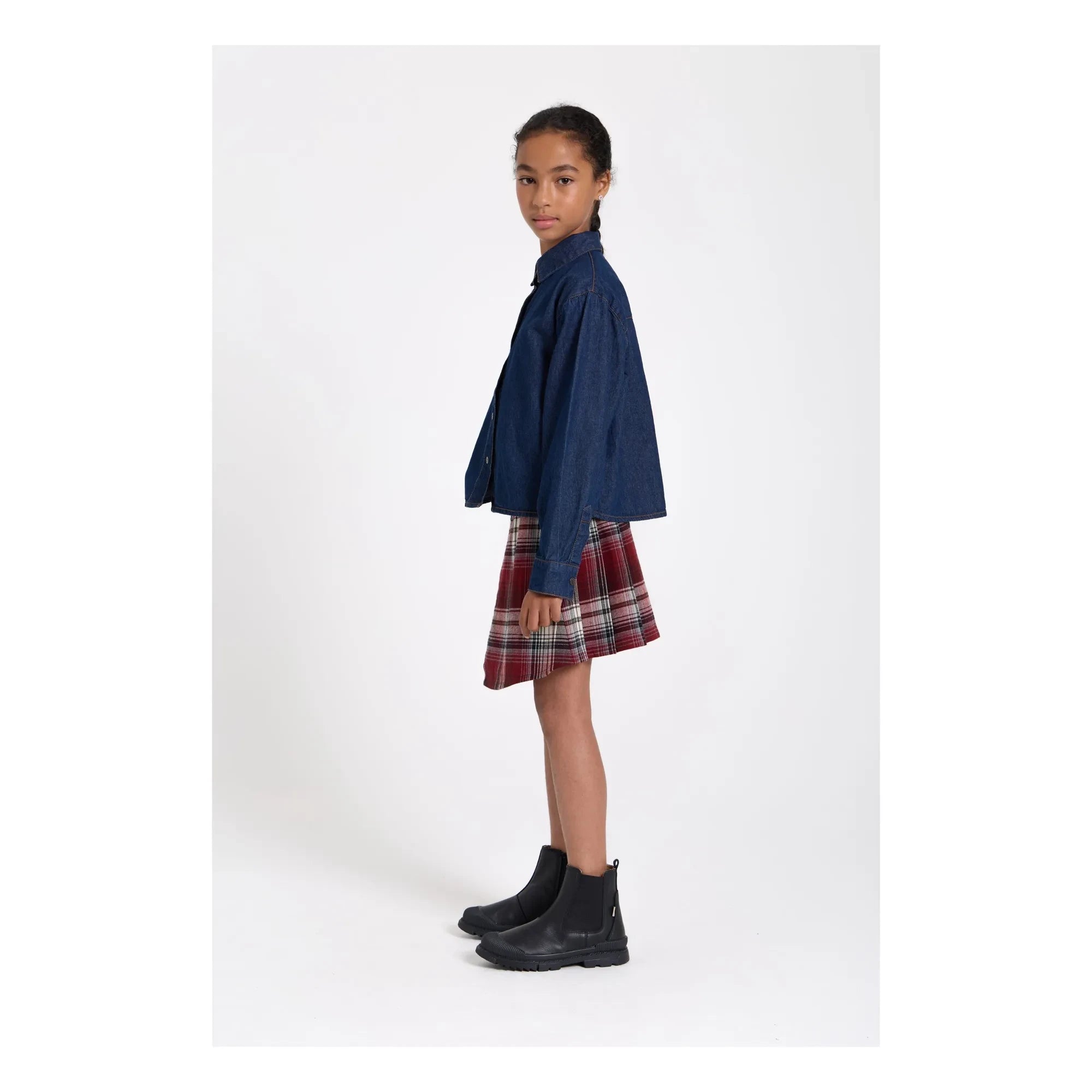 Finger in the Nose - Sterling Check Asymmetric Skirt | Aubergine