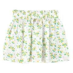 Piupiuchick - Organic cotton floral print short skirt | White