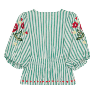 SISSEL EDELBO - Lotta Striped Organic Cotton Blouse | Green