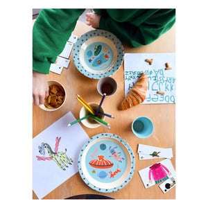 Rice - Chiens de l'Espace melamine soup plate | Blue