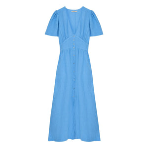 the new society - Melissa Linen Dress | Blue