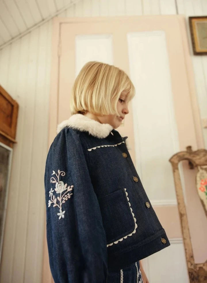 Louise Misha - Rafalina Denim Ceket | Koyu Mavi