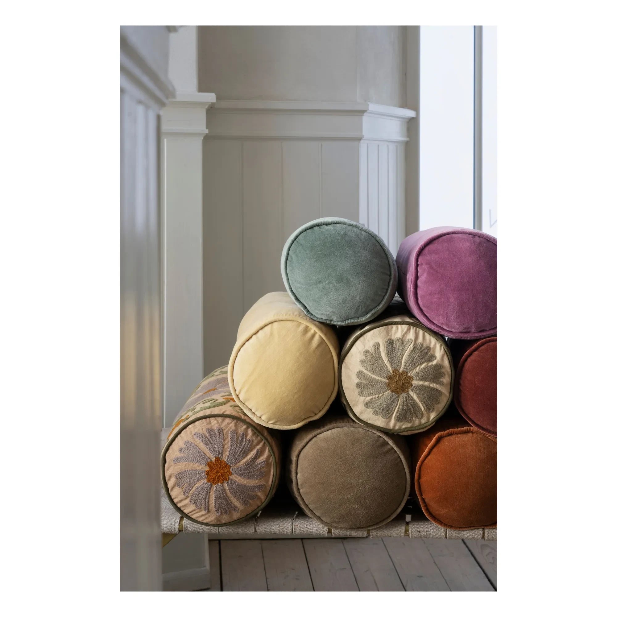 Madam Stoltz - Velvet Cylinder Pillow | Honey