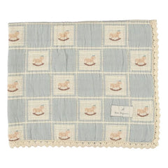 Bebe Organic - Rocking Horse Organic Cotton Blanket | Blue