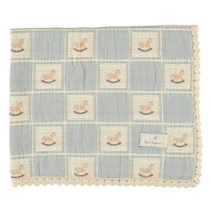 Bebe Organic - Rocking Horse Organic Cotton Blanket | Blue