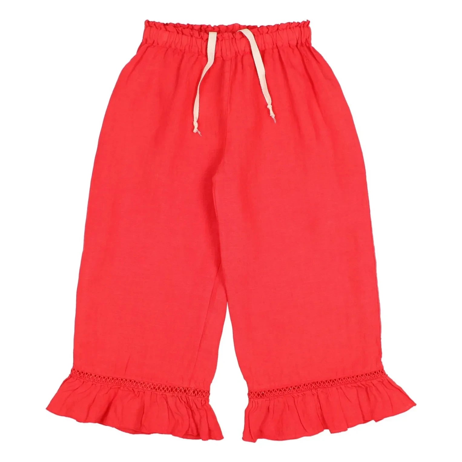 Búho - Linen Ruffled Pants | Red