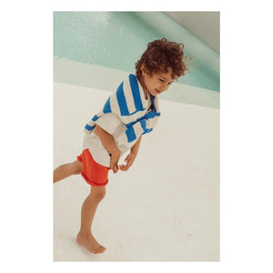 THE LiTTLE POETS - Gastão Striped Organic Cotton Sweater | Royal Blue