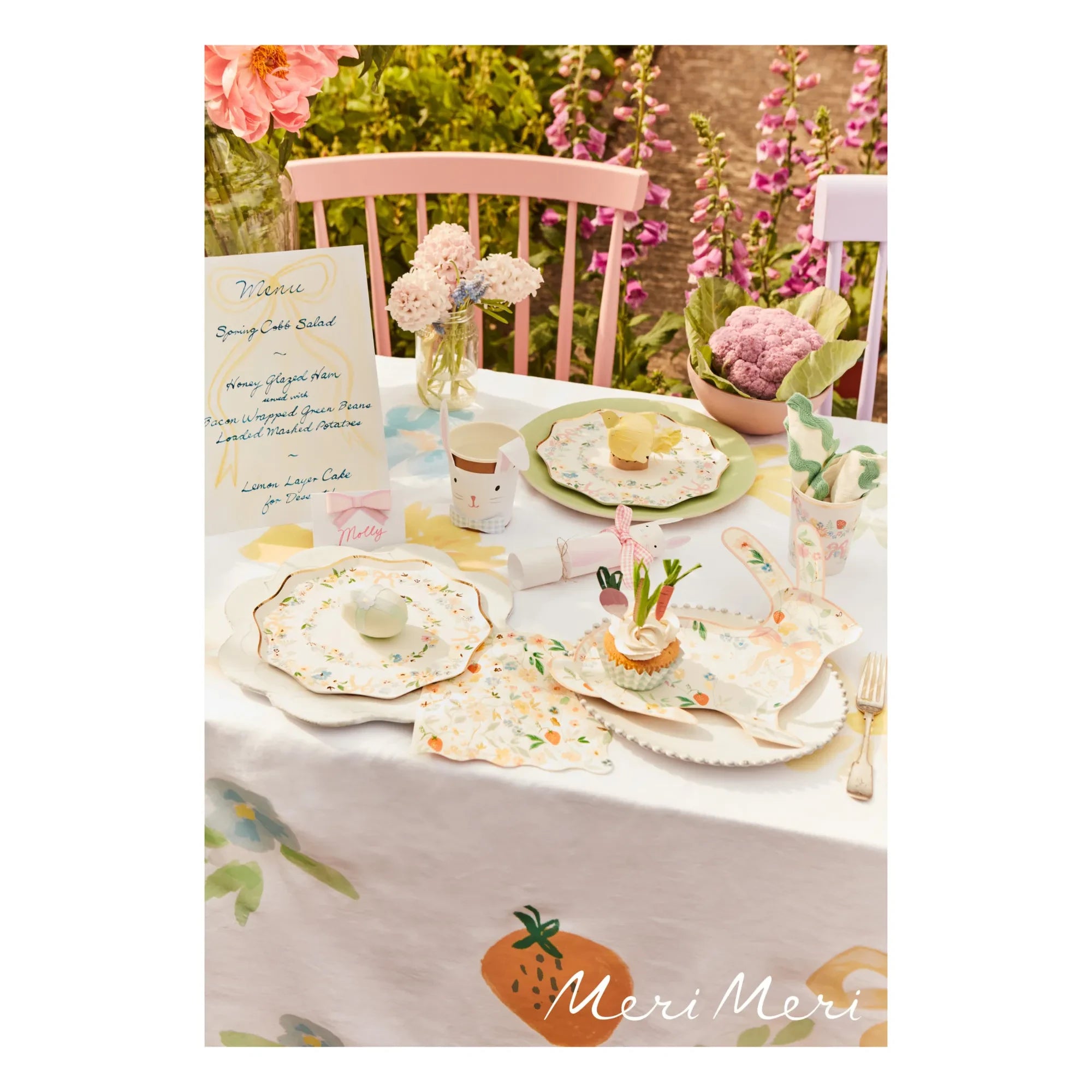 Meri Meri - Pastel Bahar Çiçekli Tabaklar - 8'li Set
