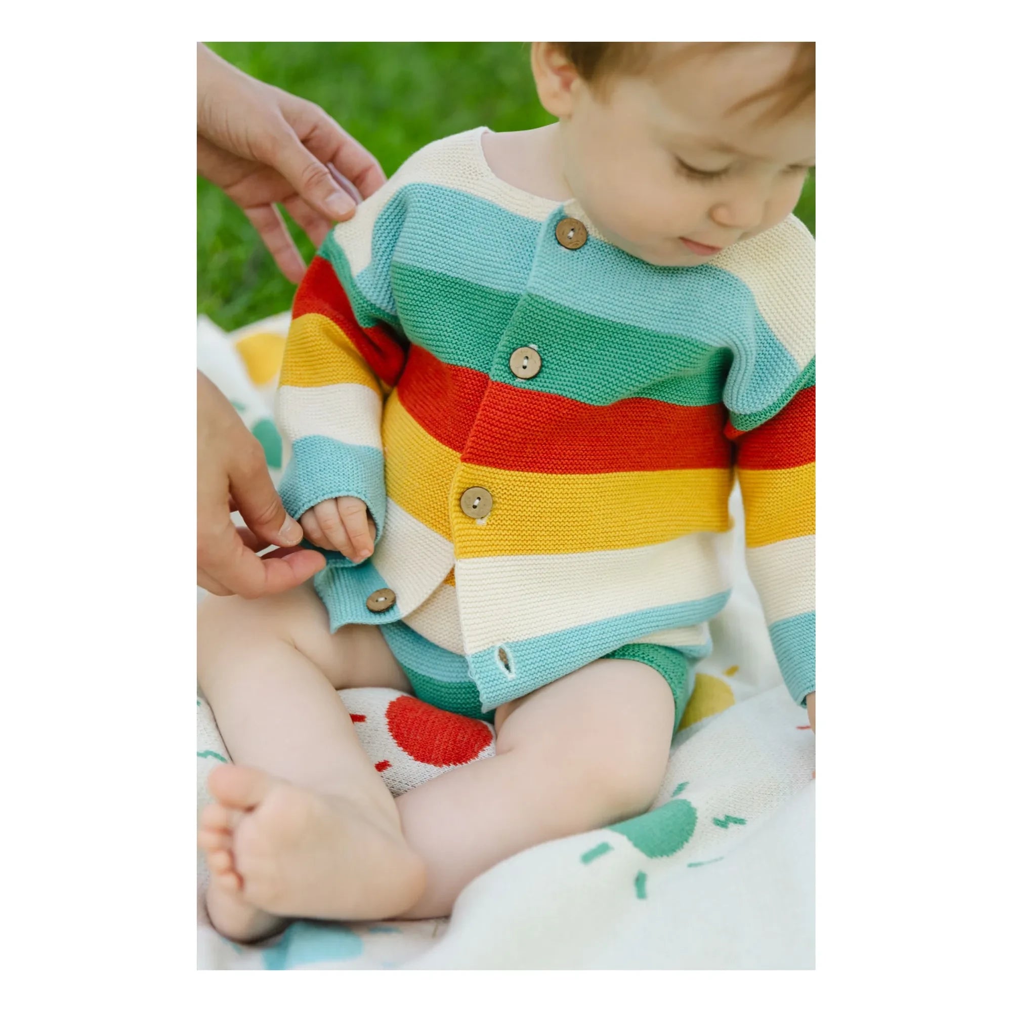 Bayiri - Rainbow Organic Cotton Cardigan | Turquoise